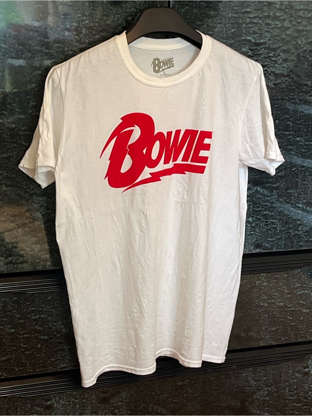 David Bowie Cotton White Tee with Red Logo